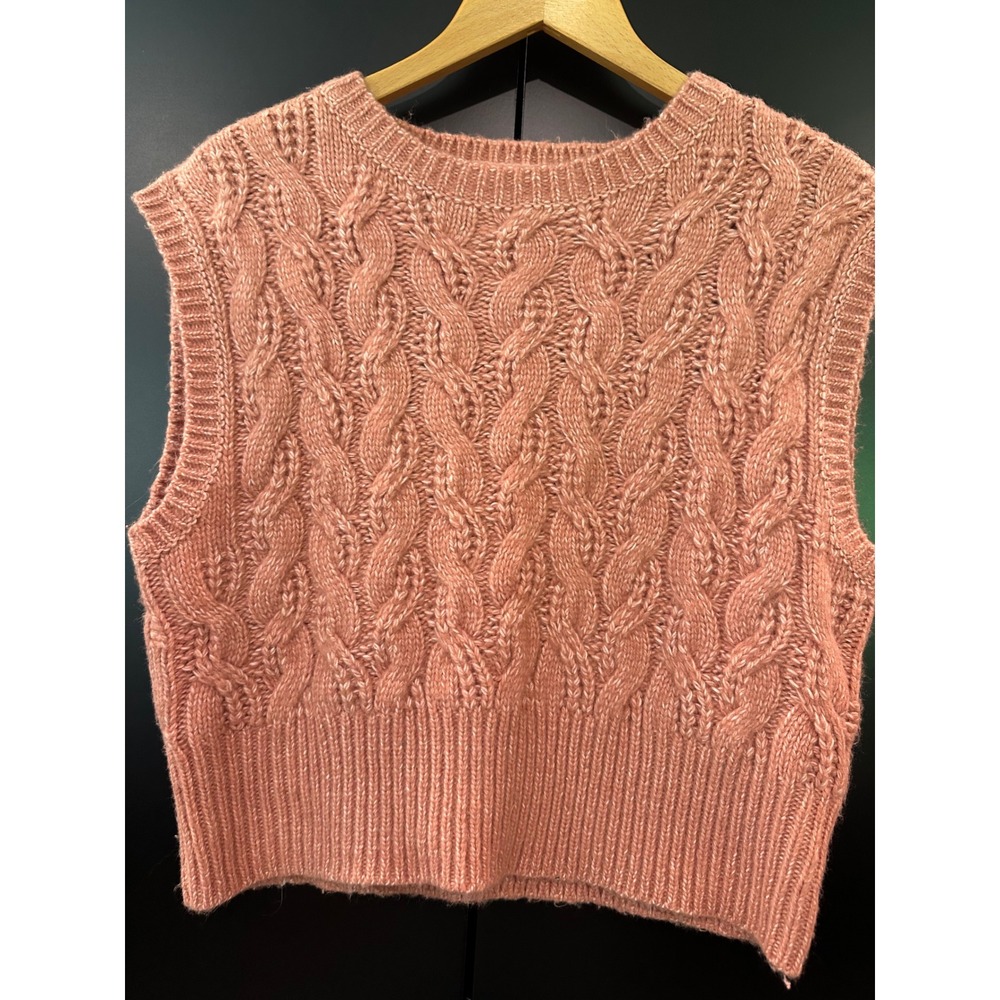Sincerely Jules Pink Cropped Cable Knit Sweater Vest Sleeveless Small RN75343